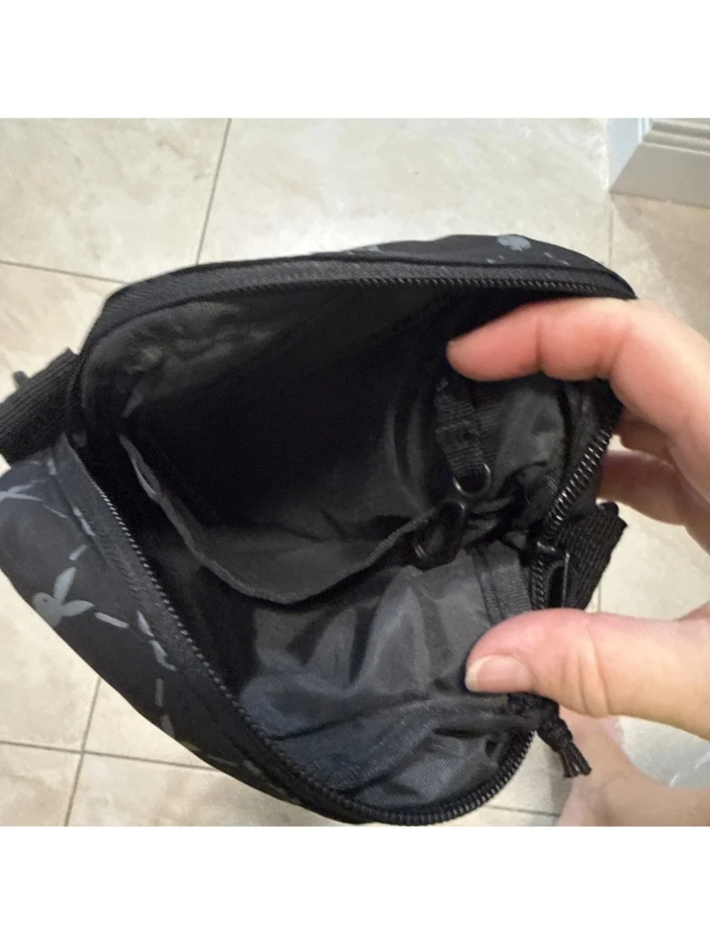 Playboy Black Crossbody Shoulder Bag with Patterned Monogram -PACSUN